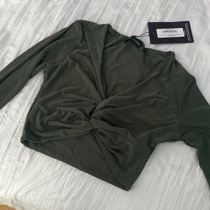 PLT slinky twist front long sleeve crop top size 2